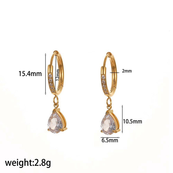 Women's Light Luxury Highend Geometric Zircon Stainless Steel Earrings 18K Goldplated