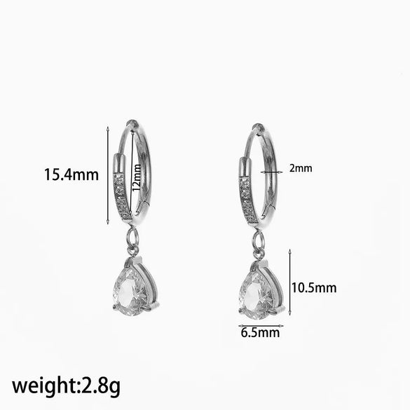 Women's Light Luxury Highend Geometric Zircon Stainless Steel Earrings 18K Goldplated