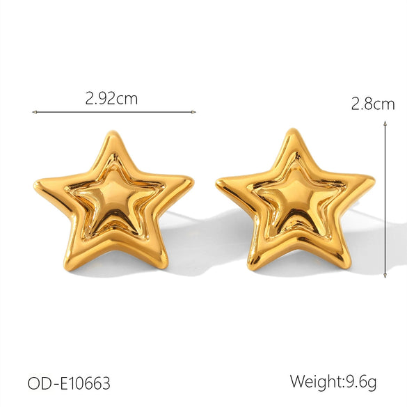 Women's Light Luxury Highend Nonfading Starshaped Titanium Steel Electroplated Earrings With Gold And Silver Color Matching