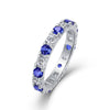 Women's Light Luxury Highend 925 Silver Ring Geometric Pattern Inlay With Sapphire And Moissanite