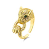 Women's Light Luxury Hip Hop Leopard Copper Ring With Microinlay Zircon And Geometric Design