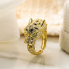 Women's Light Luxury Hip Hop Leopard Copper Ring With Microinlay Zircon And Geometric Design
