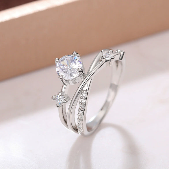 Women's Light Luxury Ins Style Ring Copper Zirconia Universe Planet Track Design