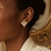 Women's Light Luxury Leaf Shaped Stainless Steel Drop Earrings With Rhinestone Inlay And C Shaped Diamond Set Design