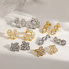 Women's Light Luxury Leaf Shaped Stainless Steel Drop Earrings With Rhinestone Inlay And C Shaped Diamond Set Design