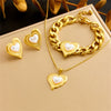 Women's Light Luxury Love Heart Stainless Steel Jewelry Set With Electroplating Bracelet Necklace Earrings