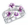 Women's Light Luxury Metal Flower Ring With Violet Enamel Floral Design And Electroplated Finish