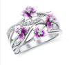 Women's Light Luxury Metal Flower Ring With Violet Enamel Floral Design And Electroplated Finish