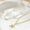 Women's Light Luxury Minimalist Copper Layered Clavicle Necklace With Pearl Star Pendant And Electroplated Retro Design