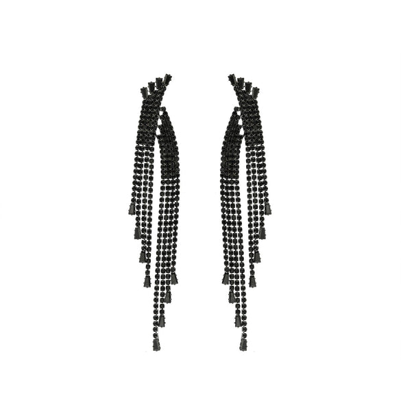 Women's Light Luxury Mixed Gemstone Geometric Tassel Earrings With Electroplating