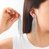 Women's Light Luxury Mixed Gemstone Geometric Tassel Earrings With Electroplating