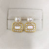 Women's Light Luxury Natural Freshwater Pearl And Sea Shell Earrings In Square Shape S925 Sterling Silver And 18K Goldfilled