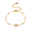 Women's Light Luxury Niche Butterfly Bead Bracelet With Natural Fritillaria And 3A Zircon 316L Stainless Steel Plated 18K True Gold Electroplated Geometric And Animal Patterns