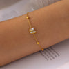 Women's Light Luxury Niche Butterfly Bead Bracelet With Natural Fritillaria And 3A Zircon 316L Stainless Steel Plated 18K True Gold Electroplated Geometric And Animal Patterns