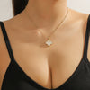 Women's Light Luxury Niche Highend Sense Fourleaf Clover Zinc Alloy Clavicle Chain Ochain Necklace With Geometric Pattern And Electroplating Treatment