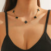 Women's Light Luxury Niche Highend Sense Fourleaf Clover Zinc Alloy Clavicle Chain Ochain Necklace With Geometric Pattern And Electroplating Treatment