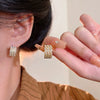 Women's Light Luxury Niche Temperament Geometric Copper Electroplated Zircon Pearl Earrings