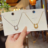 Women's Light Luxury Niche Ushaped Titanium Steel Necklace With Mixed Gemstone Setting Pendant And Cross Chain Electroplated
