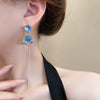 Women's Light Luxury Niche Vintage Long Style Geometric Copper And 925 Silver Bead Tassel Earrings Set With Crystal