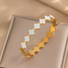Women's Light Luxury Oildropping Fourleaf Clover Titanium Steel Bracelet With Vacuum Furnace Electroplating Nonfading Antiallergic