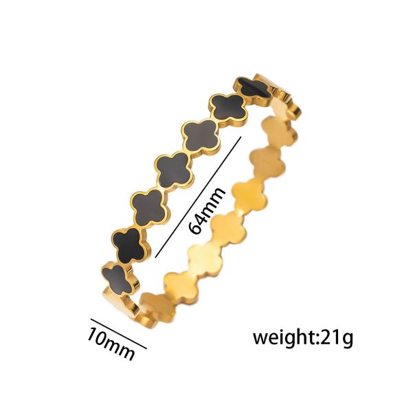 Women's Light Luxury Oildropping Fourleaf Clover Titanium Steel Bracelet With Vacuum Furnace Electroplating Nonfading Antiallergic