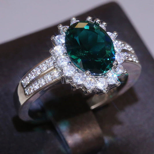 Women's Light Luxury Oval Copper Ring With Geometric Style And Zircon Design