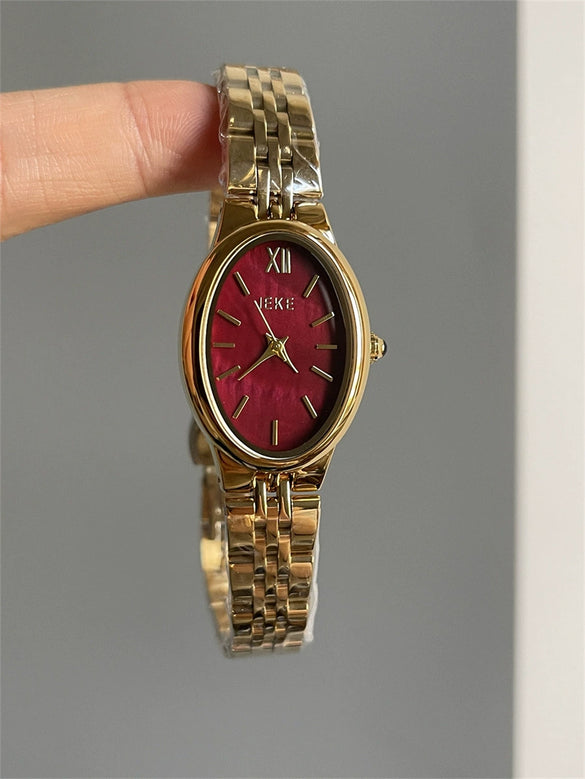 Women's Light Luxury Quartz Wristwatch Zinc Alloy Case Oval Dial Medieval Style