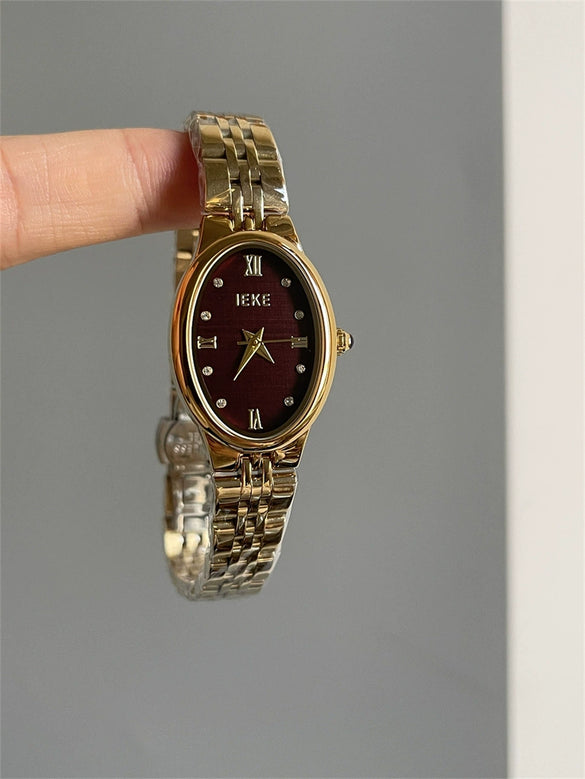 Women's Light Luxury Quartz Wristwatch Zinc Alloy Case Oval Dial Medieval Style
