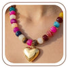 Women's Light Luxury Resin Heart Pendant Necklace With Bead Chain Electroplated Heart Shaped Fashion Jewelry