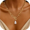 Women's Light Luxury Retro Alloy Cross Necklace With Heart Shaped Pendant Electroplated Clavicle Chain Jewelry