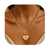 Women's Light Luxury Retro Alloy Cross Necklace With Heart Shaped Pendant Electroplated Clavicle Chain Jewelry