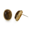 Women's Light Luxury Retro Metal Onyx Oval Geometric Electroplated Stud Earrings