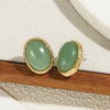 Women's Light Luxury Retro Metal Onyx Oval Geometric Electroplated Stud Earrings