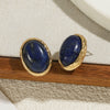 Women's Light Luxury Retro Metal Onyx Oval Geometric Electroplated Stud Earrings