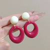 Women's Light Luxury Retro Style Zinc Alloy Geometric Circle Contrast Color Stud Earrings With Electroplating