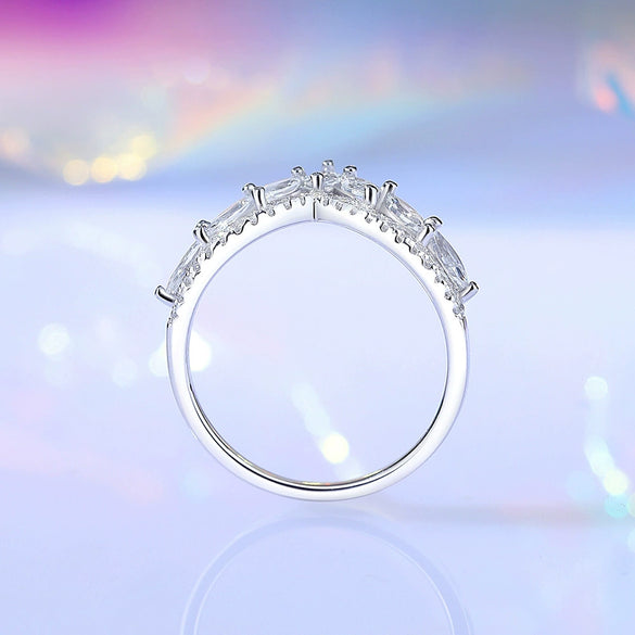 Women's Light Luxury S925 Silver Crown Pattern Ring With Zircon And Diamond