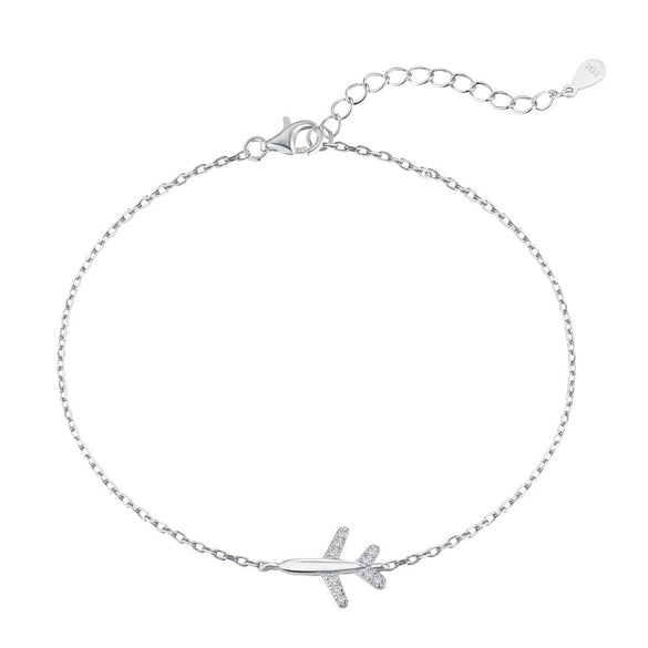 Women's Light Luxury S925 Sterling Silver Bracelet With Aircraft Pendant And Electroplating Design