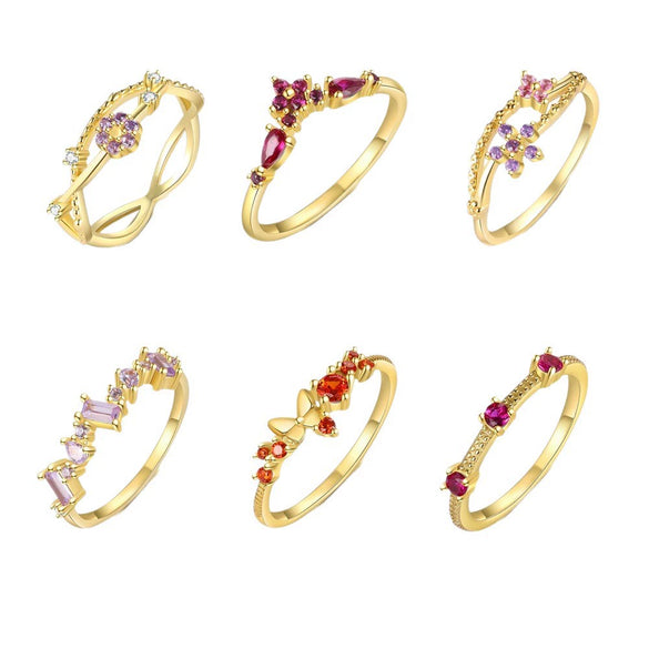 Women's Light Luxury S925 Sterling Silver Geometric Round Zircon Butterfly Ring Jewelry