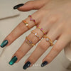 Women's Light Luxury S925 Sterling Silver Geometric Round Zircon Butterfly Ring Jewelry