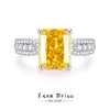Women's Light Luxury S925 Sterling Silver Geometric Yellow Diamond Ring With Fourclaw Setting