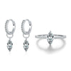 Women's Light Luxury S925 Sterling Silver Horse Eye Diamond Ring And Pendant Earrings With Electroplating