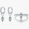Women's Light Luxury S925 Sterling Silver Horse Eye Diamond Ring And Pendant Earrings With Electroplating