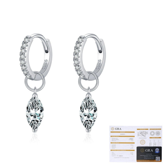 Women's Light Luxury S925 Sterling Silver Horse Eye Diamond Ring And Pendant Earrings With Electroplating