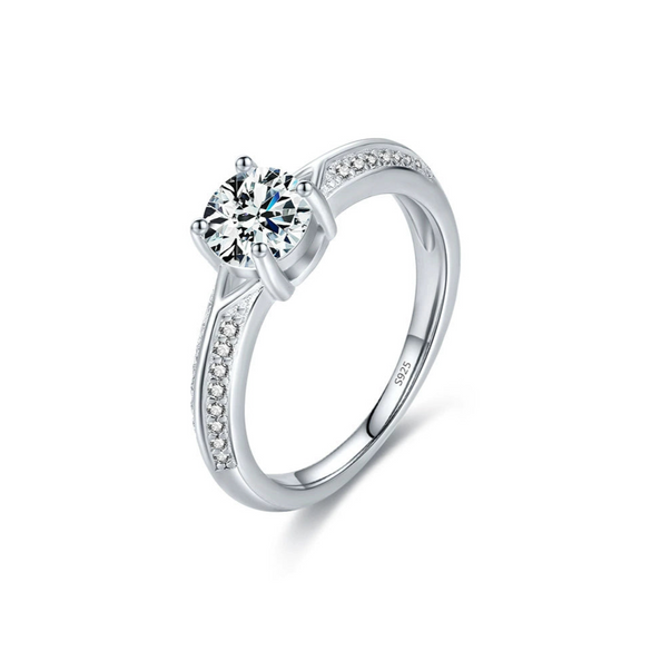 Women's Light Luxury S925 Sterling Silver Inlaid Zircon Geometric Ring Jewelry