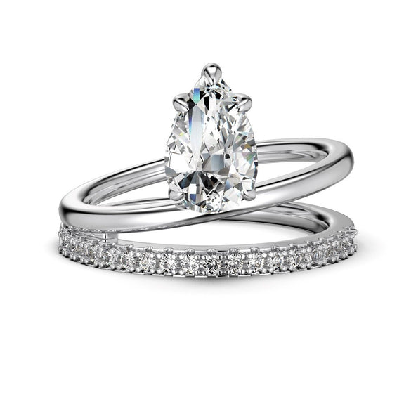 Women's Light Luxury S925 Sterling Silver Pearshaped Geometric Ring With Electroplating