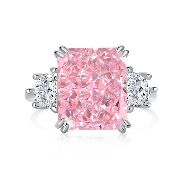 Women's Light Luxury S925 Sterling Silver Ring With Geometric And Heart Shape Electroplated Set With 8A Zircon And High Carbon Diamond