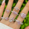 Women's Light Luxury S925 Sterling Silver Ring With Geometric And Heart Shape Electroplated Set With 8A Zircon And High Carbon Diamond