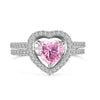 Women's Light Luxury S925 Sterling Silver Ring With Pink Zircon Geometric Crown Heart Flower Bow Wave Ushape Drop Shape Design Electroplated