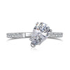 Women's Light Luxury S925 Sterling Silver Ring With Pink Zircon Geometric Crown Heart Flower Bow Wave Ushape Drop Shape Design Electroplated