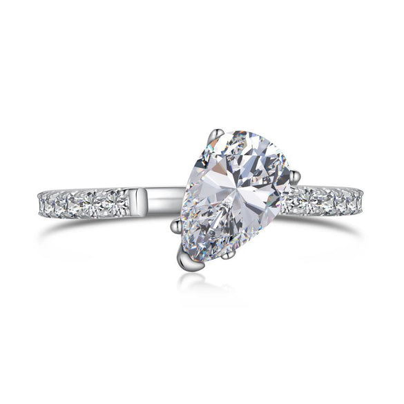 Women's Light Luxury S925 Sterling Silver Ring With Pink Zircon Geometric Crown Heart Flower Bow Wave Ushape Drop Shape Design Electroplated